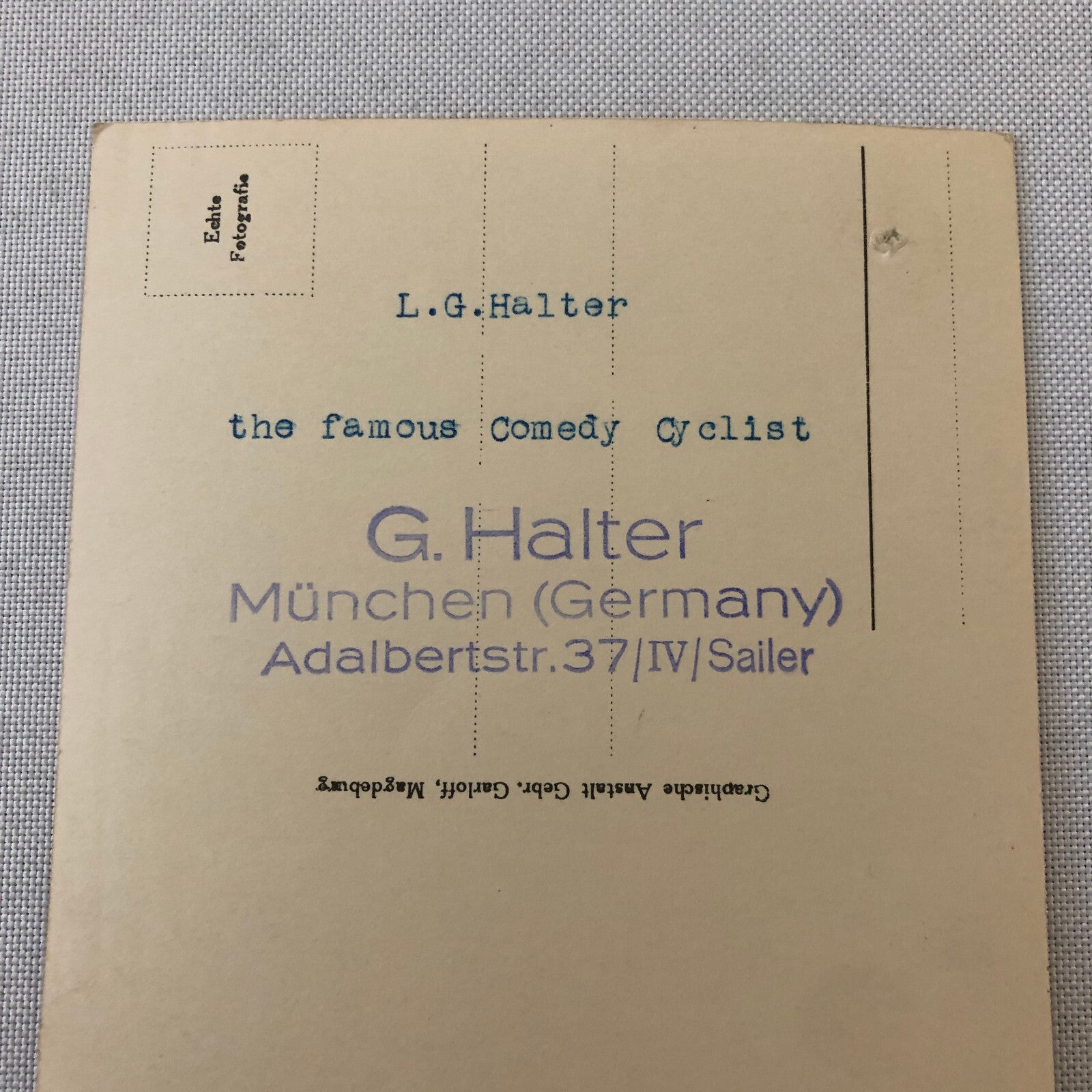 Circus Performer Clown Unicycle Real Photo Postcard RPPC L.G. Halter Comedy