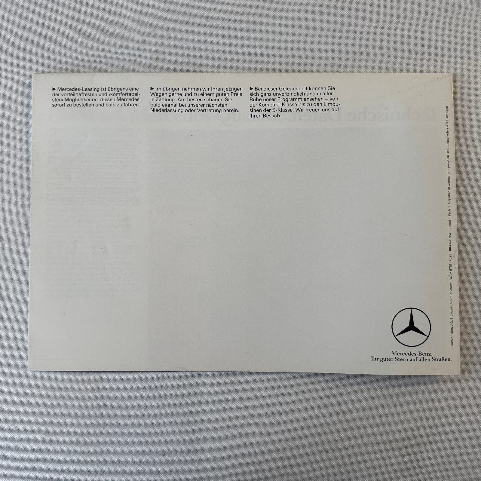 Mercedes Benz 190 Series Sales Brochure Catalog 190 D 190 E 190D 190E German