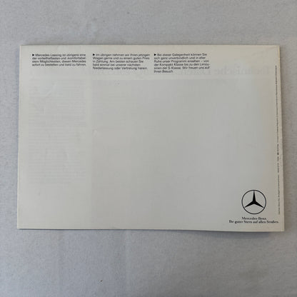 Mercedes Benz 190 Series Sales Brochure Catalog 190 D 190 E 190D 190E German