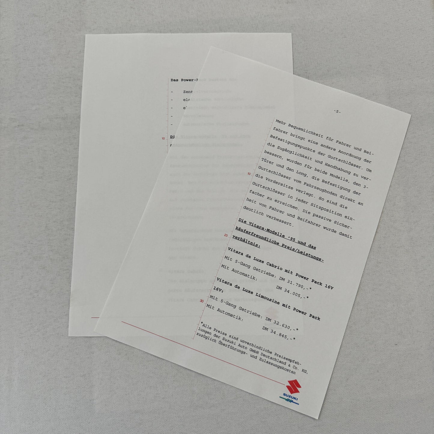 1995 Suzuki Vitara Press Kit Brochure Photos German Text European Market