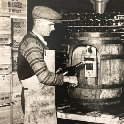 Press Photo Photograph Moussec Wine Maker Winery Wine Bottles 1934