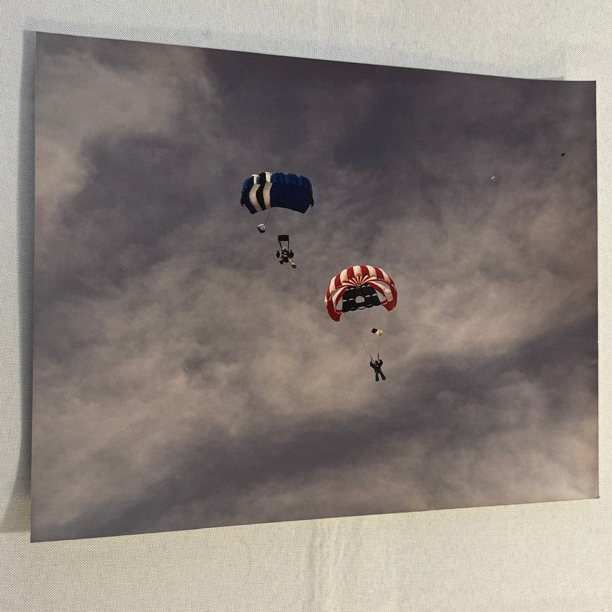 Vintage Skydiving Parachute Photo Large Format Aviation Photograph 1970s-80s