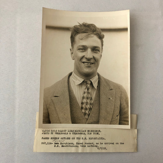 Press Photo Olympic Runner Loren Murchison SS Mauritainia Ship 1925 Underwood