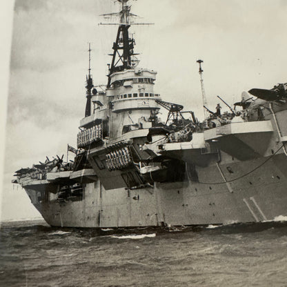 British Navy Aircraft Carrier HMS Theseus Vintage Press Photo Photograph Korea