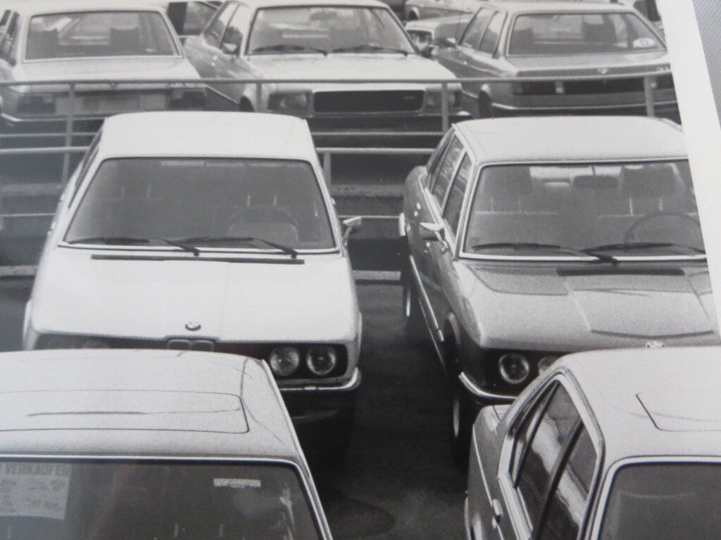 Vintage 1970s Photo Photograph Image - BMW & Mercedes Cars at Dealership ? 