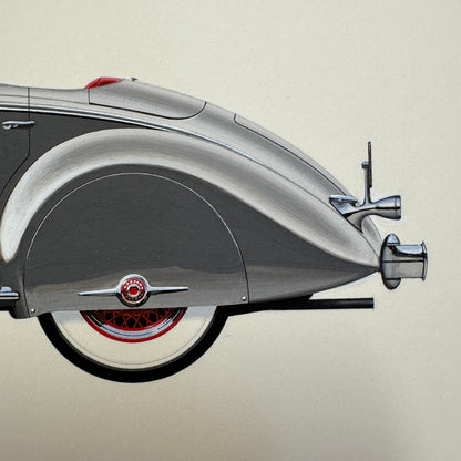 1934 Packard 12 LeBaron Sport Phaeton Car Illustration Art Drawing Hand Drawn