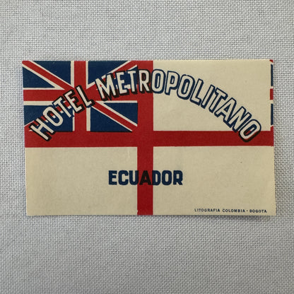 Vintage Hotel Travel Label Hotel Metropolitano Ecuador