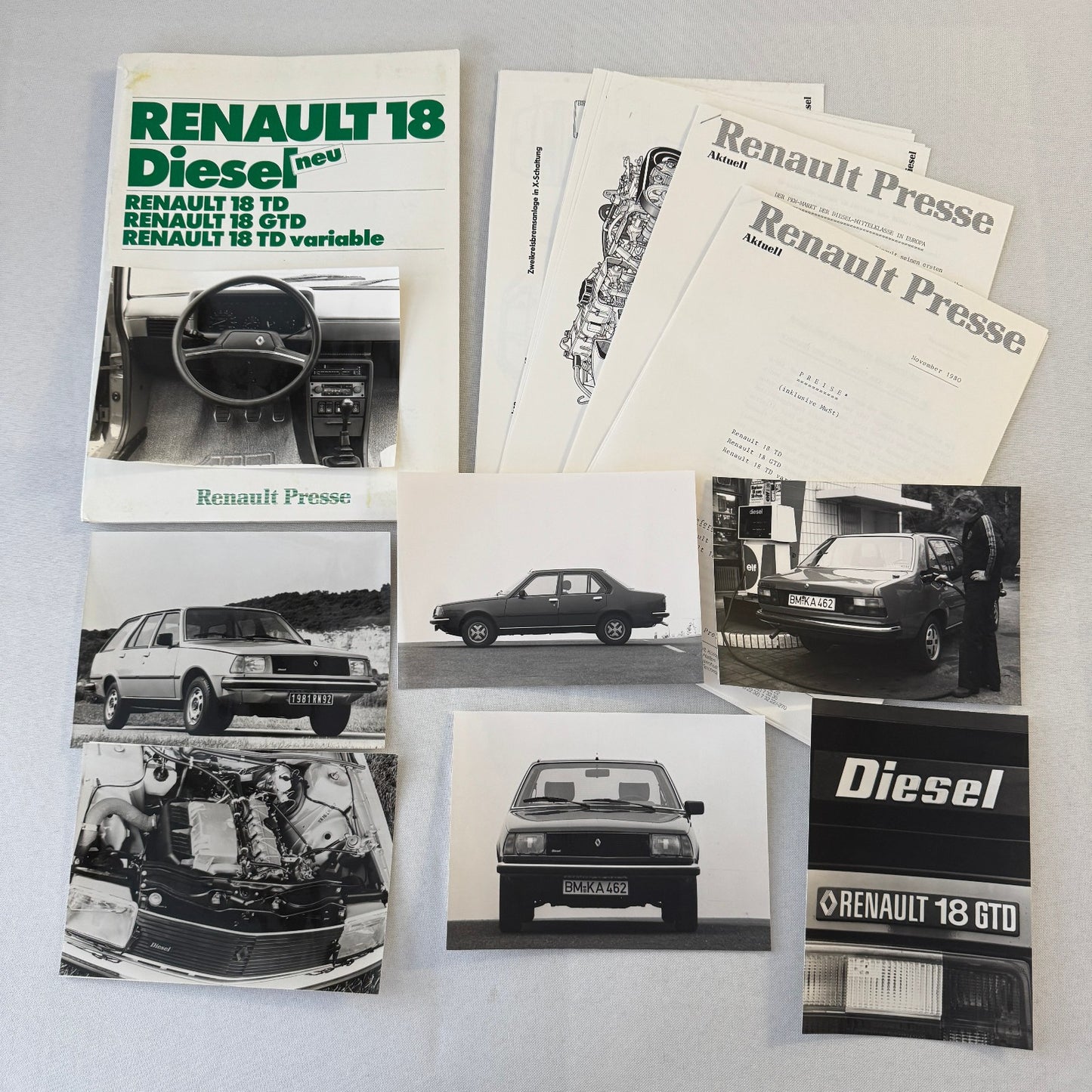 Renault 18 Diesel Car Factory Press Kit Renault 18 TD GTD GERMAN Text 1980 1981