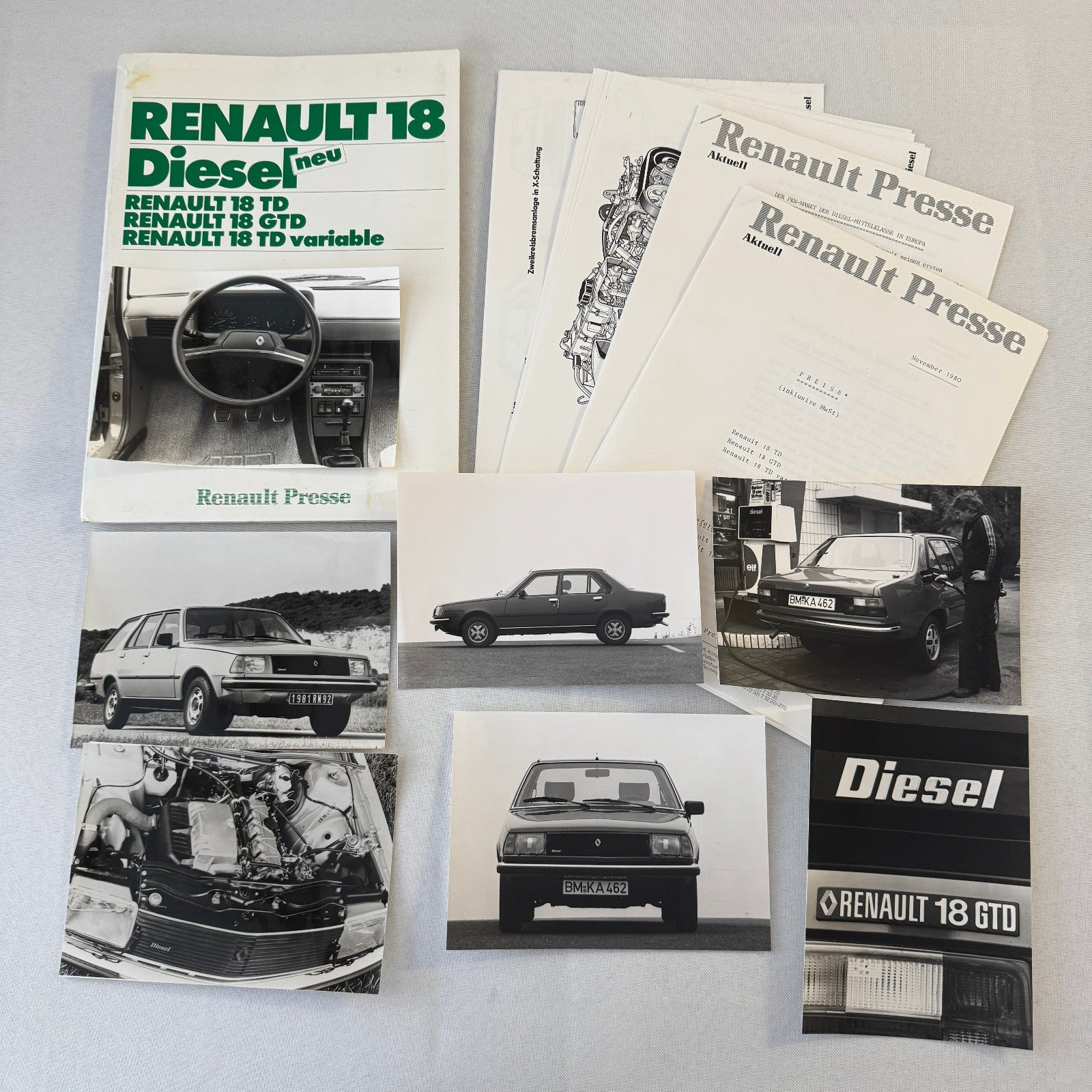 Renault 18 Diesel Car Factory Press Kit Renault 18 TD GTD GERMAN Text 1980 1981