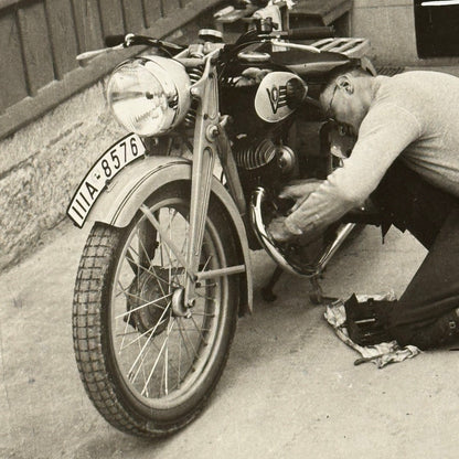 Vintage Motorcycle Bike Photo Photograph Print Unidentified Rider