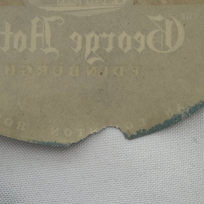 Vintage Travel Luggage Label The Geoge Hotel Edinburgh Scotland