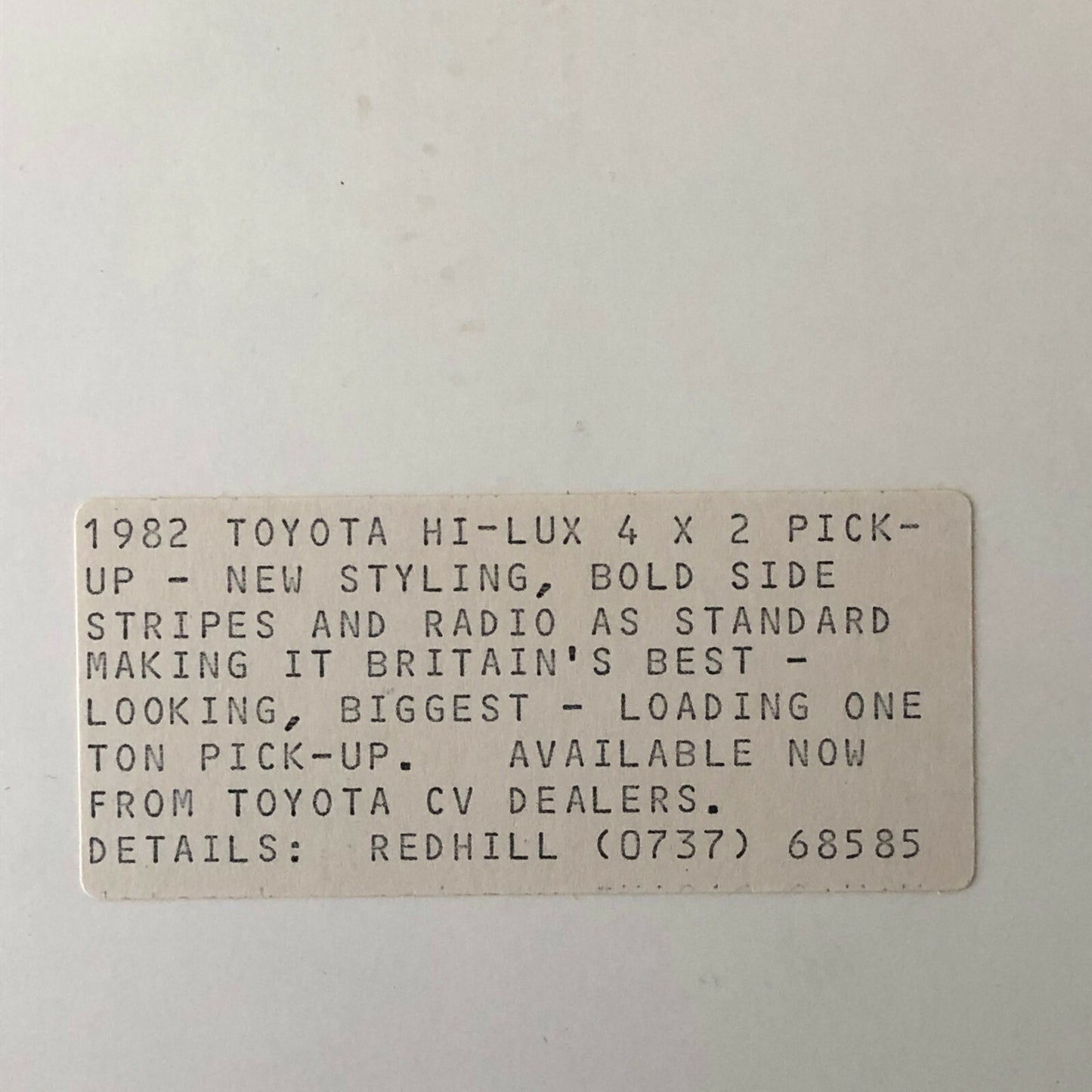 Vintage 1982 Toyota Hilux 4x2 Pickup Truck Press Photo Photograph Lot of 3