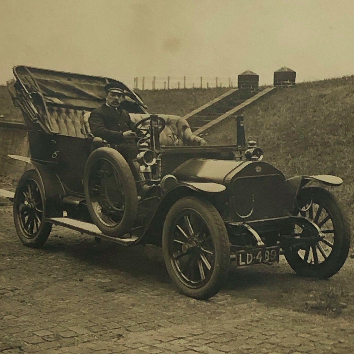 Vintage Photograph Photo Early Antique Car with Driver Chauffeur ? 