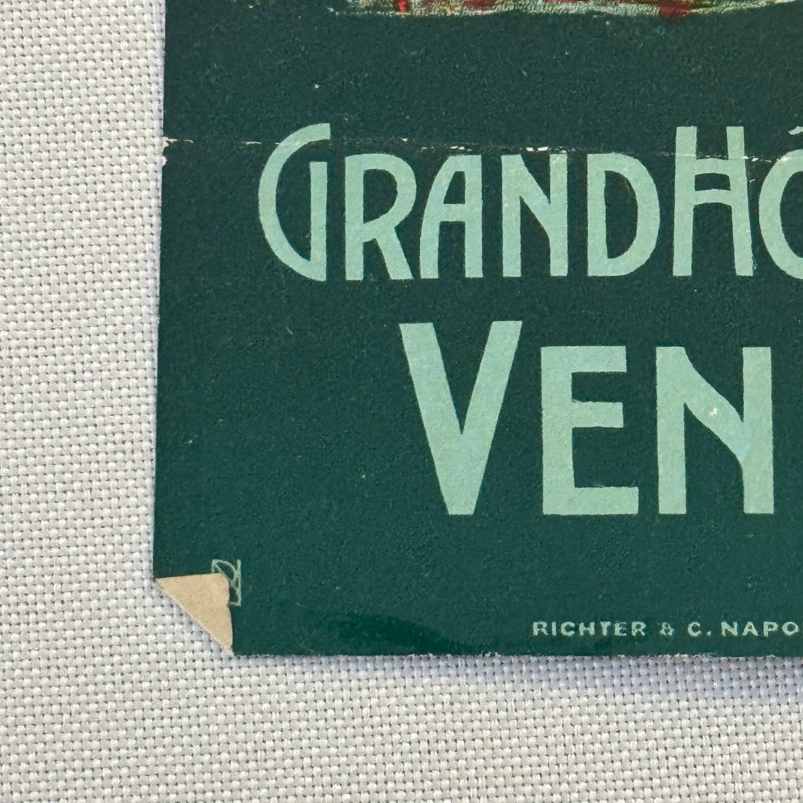 Vintage Hotel Travel Luggage Label Grand Hotel Venise Venice Italy Italian