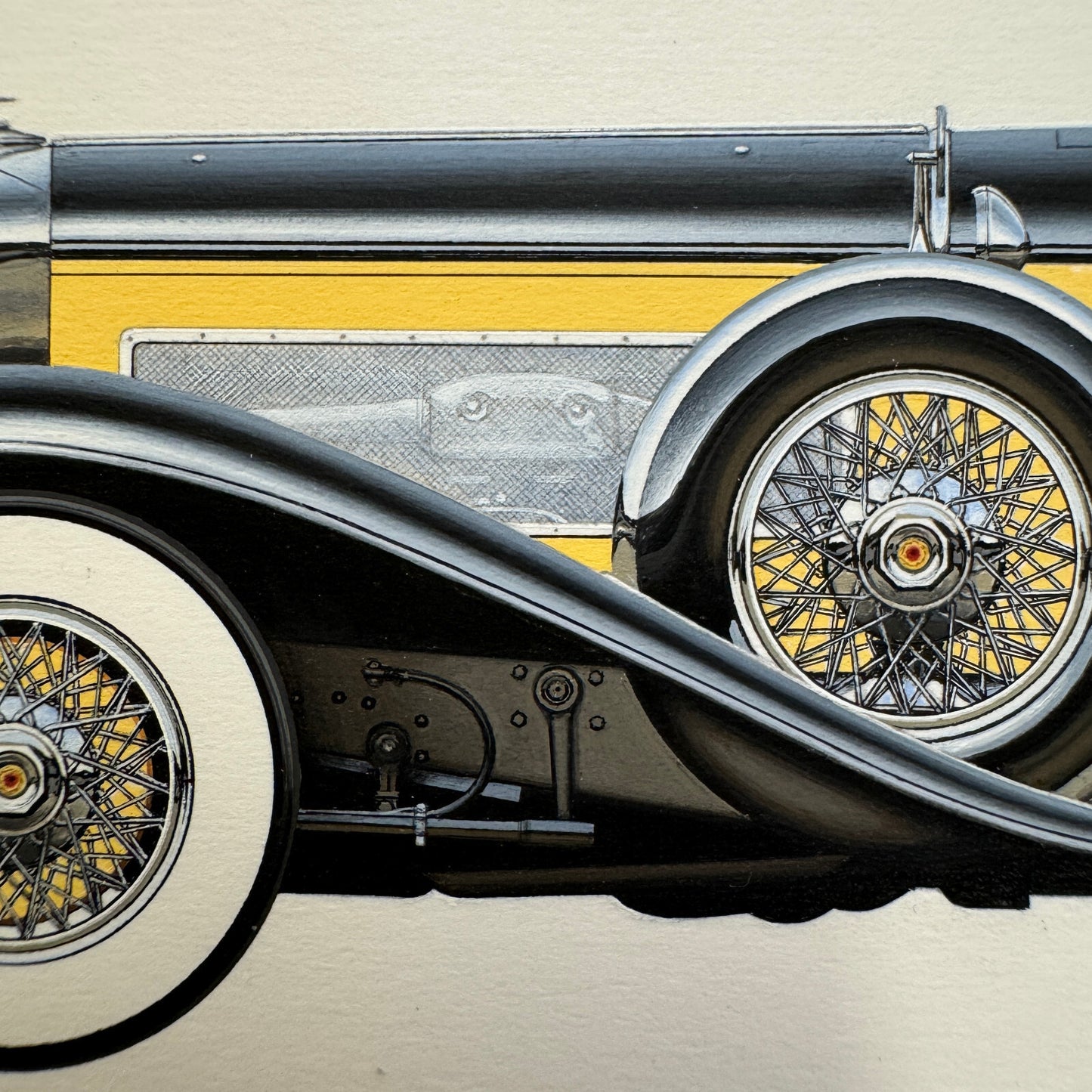 1932 Duesenberg Model J by Coachbuilder Derham Car Illustration Art Drawing
