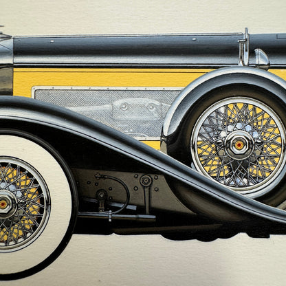 1932 Duesenberg Model J by Coachbuilder Derham Car Illustration Art Drawing
