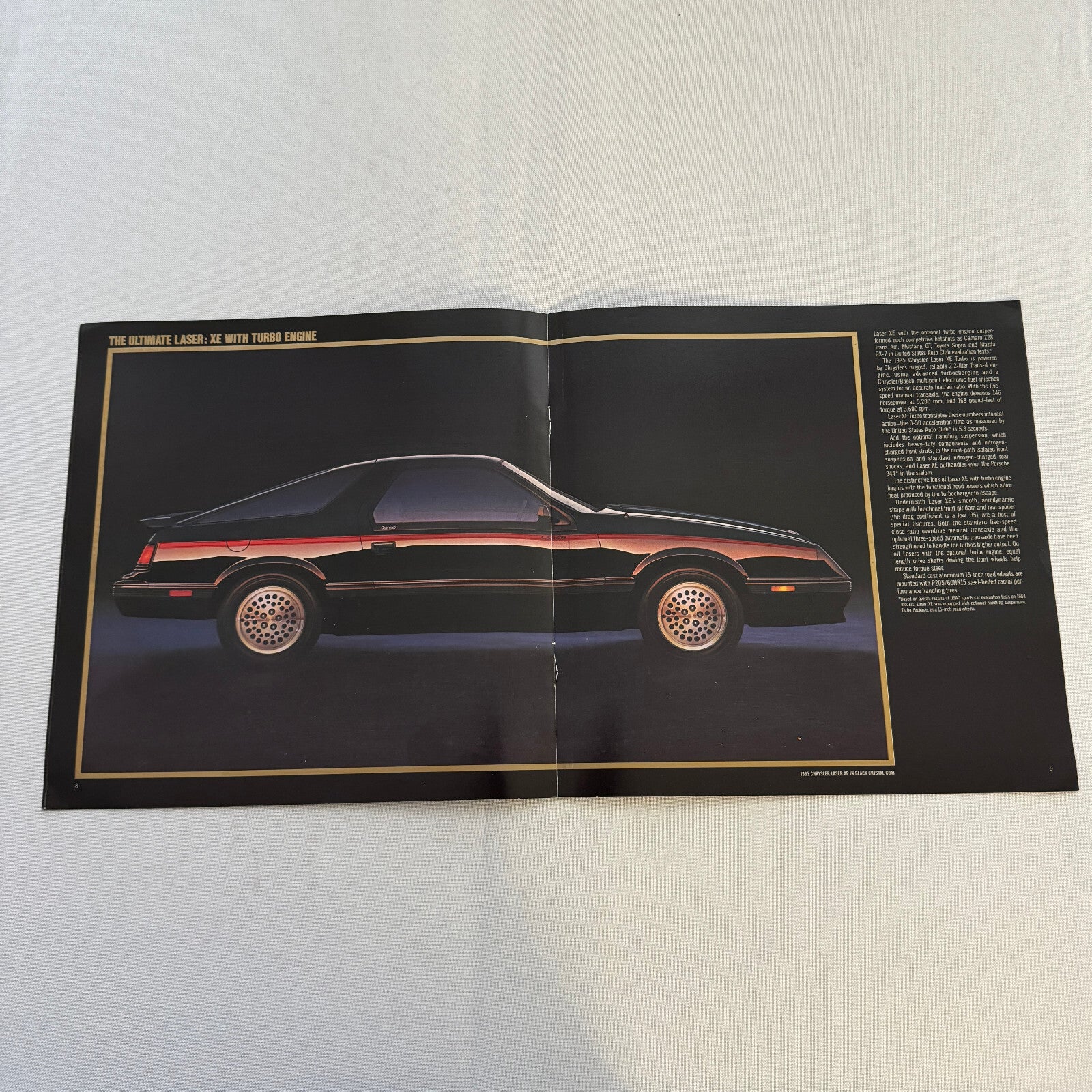 1986 Chrysler Laser Sports Car Sales Brochure Catalog Advertising XE