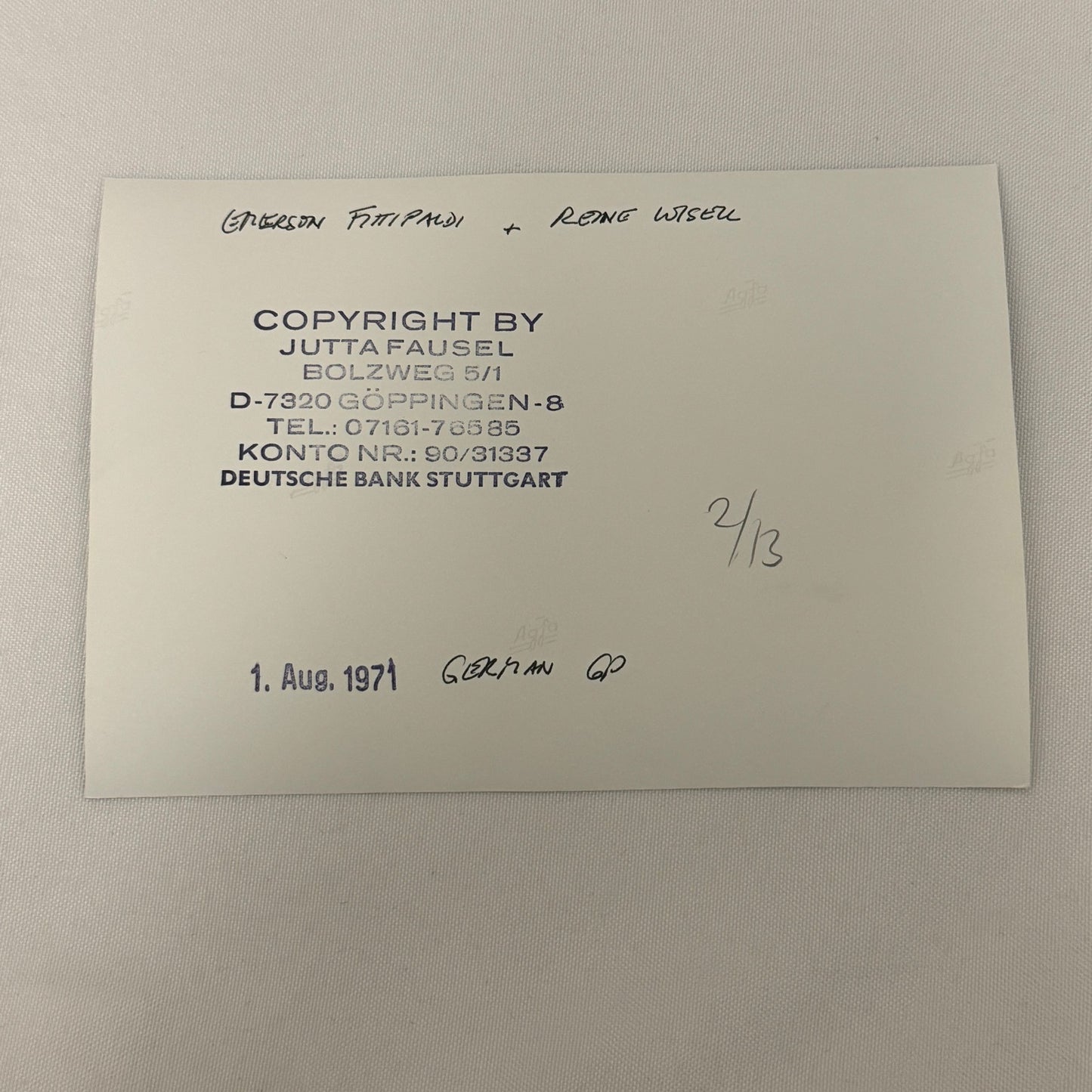 Vintage Racing Photo 1971 German Grand Prix Emerson Fittipaldi Reine Wisell