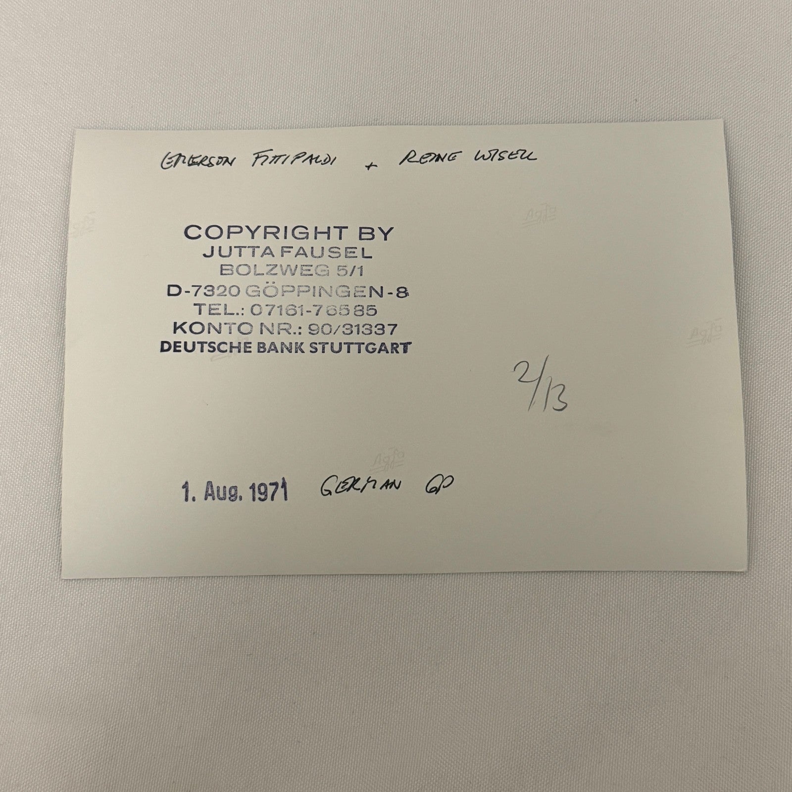 Vintage Racing Photo 1971 German Grand Prix Emerson Fittipaldi Reine Wisell