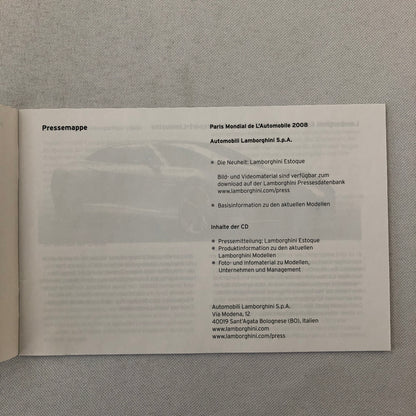 Lamborghini Press Kit Brochure with CD Estoque Concept Gallardo Murcielago