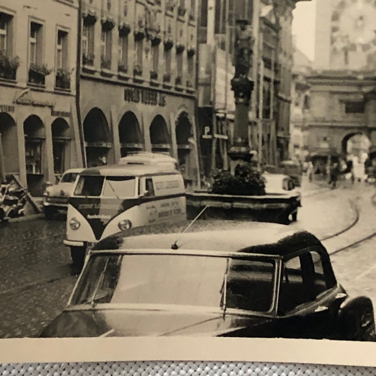Vintage Photo Photograph Snapshot Street Europe Volkswagen VW Van Cars + AL22SM2