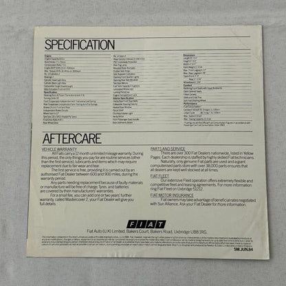 Fiat 124 Car Sales Brochure Catalog Advertising 1984 1985 UK