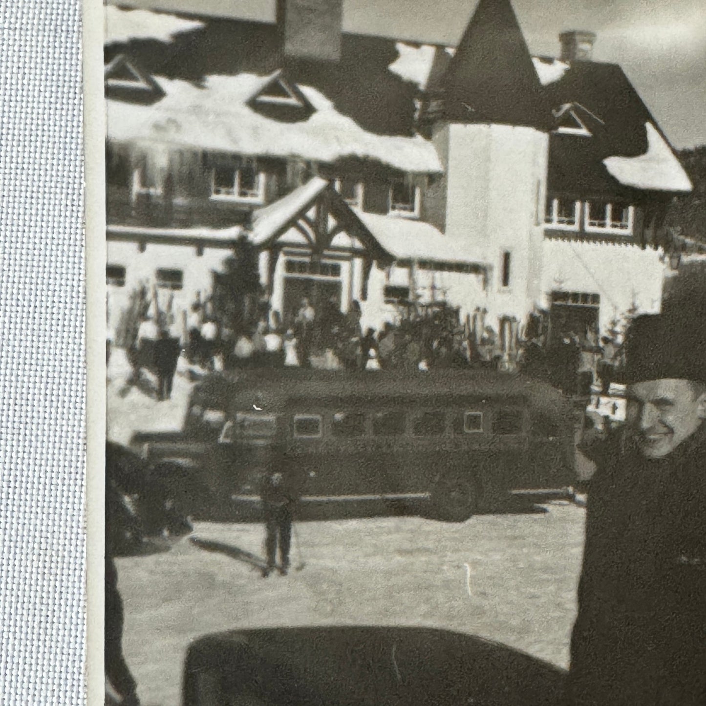 Vintage Photo Photograph Print Man Early Bus Winter Scene