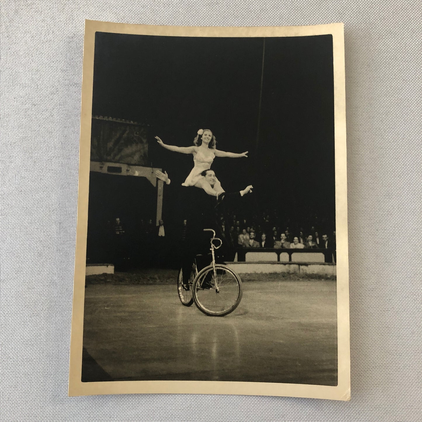 Circus Performer Bicycle Balancing Act Vintage Photo Photograph 1952