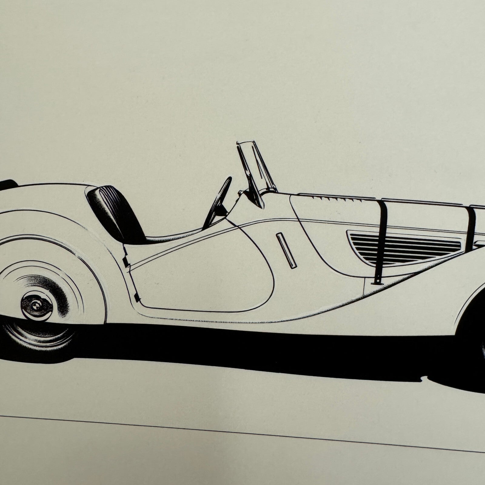1937 BMW Type 328 Roadster Illustration Art Drawing Hand Drawn Robert Preis