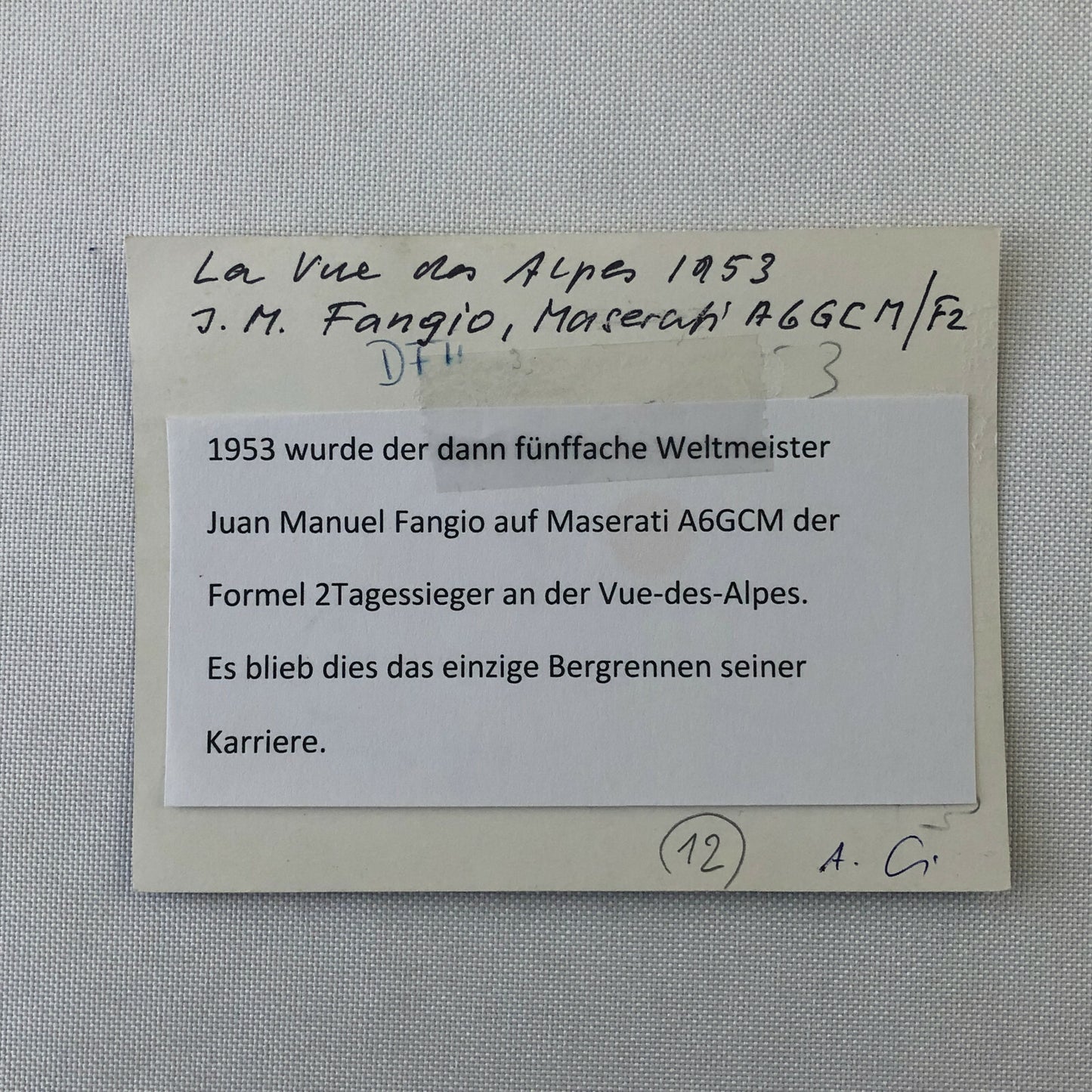 Vintage Racing Photo Photograph Print Juan Manuel Fangio Maserati A6 1953 