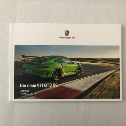 Porsche 911 GT3 RS Sales Brochure Catalog Book Porsche GT3RS GERMAN 2018