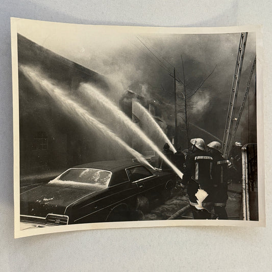 Firefighting Fire Fighter Fire Photo Photograph Print VIntage