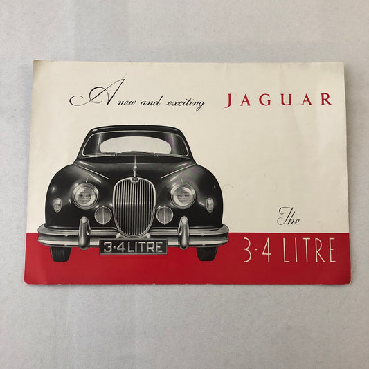 Vintage Jaguar 3.4 Litre Car Automobile Sales Brochure Catalog Folder