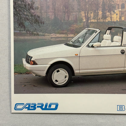 Bertone Cabrio Convertible Cabriolet Sales Sheet Brochure Mini Poster 1985