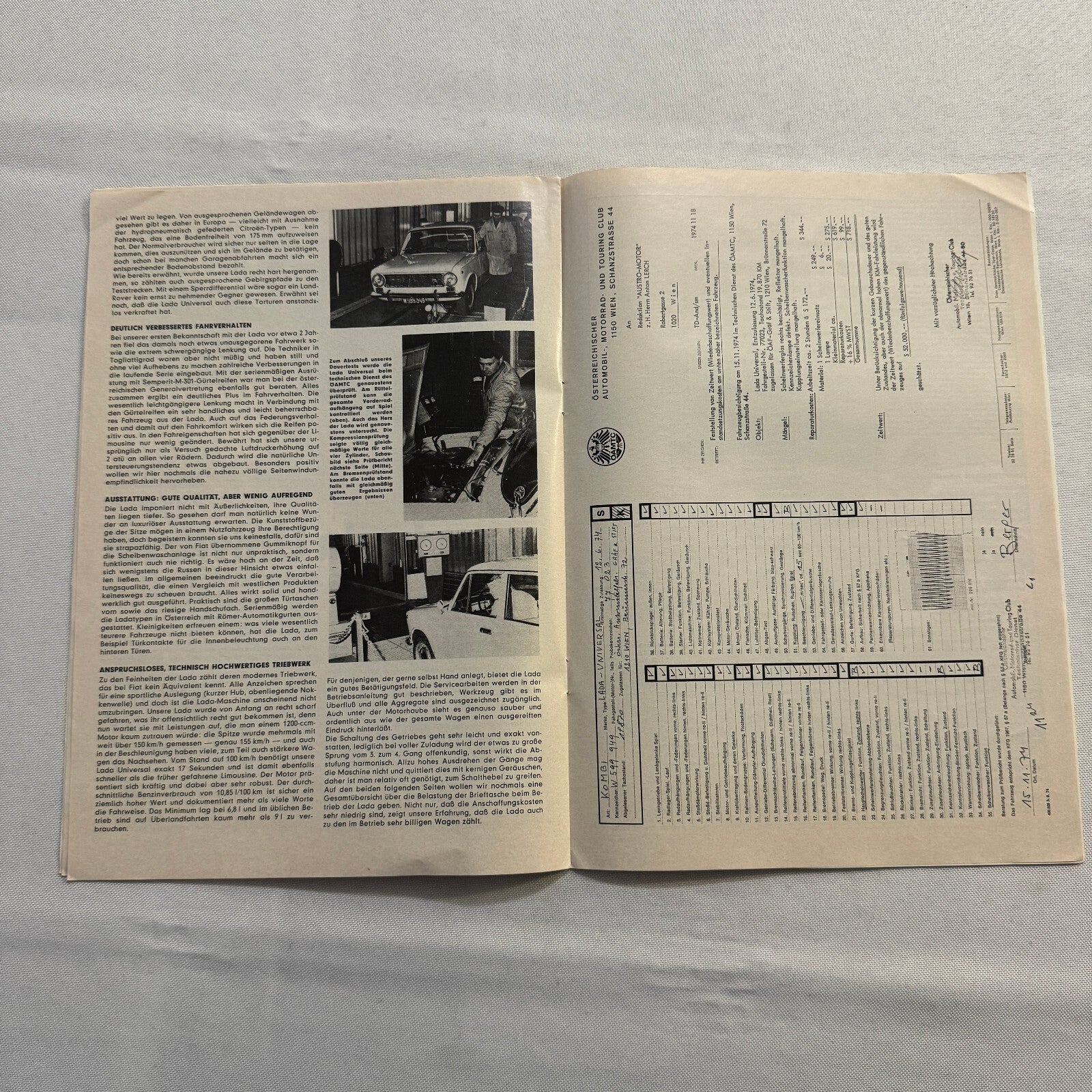 1974 Lada Universal Car Road Test Sales Brochure Catalog German Text Vintage