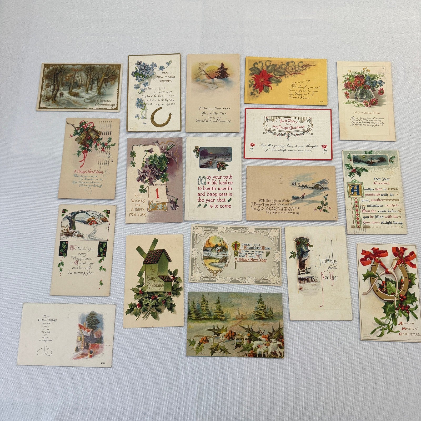 Antique Christmas & New Years Postcard Collection Lot Birds Flowers Xmas 100+