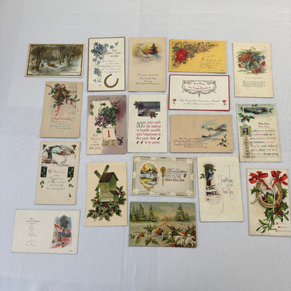 Antique Christmas & New Years Postcard Collection Lot Birds Flowers Xmas 100+
