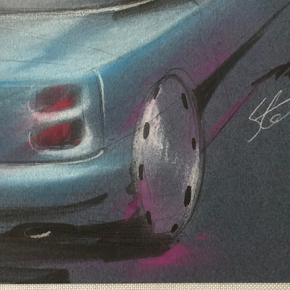 Styling Concept Car Illustration Art Drawing Sketch Vintage Original 1980s