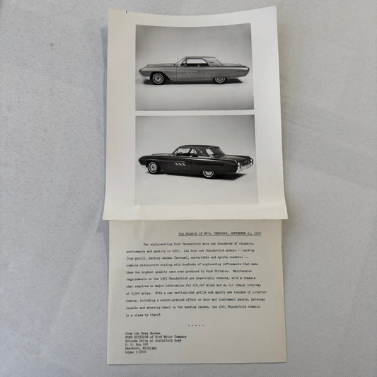 1963 Ford Thunderbird Factory Press Photo Photograph Print
