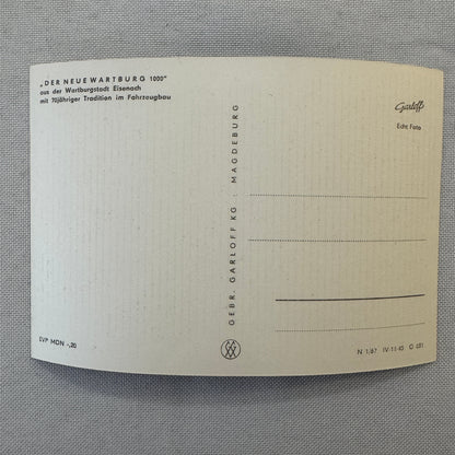 Wartburg 1000 Car Advertising Postcard Post Card Vintage