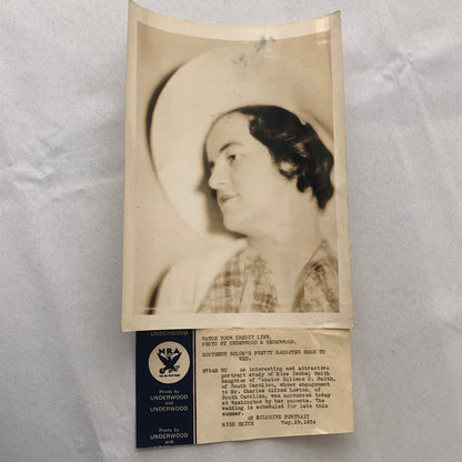 Press Photo Photograph Society Engagement Isobel Smith 1934 Senator Daughter