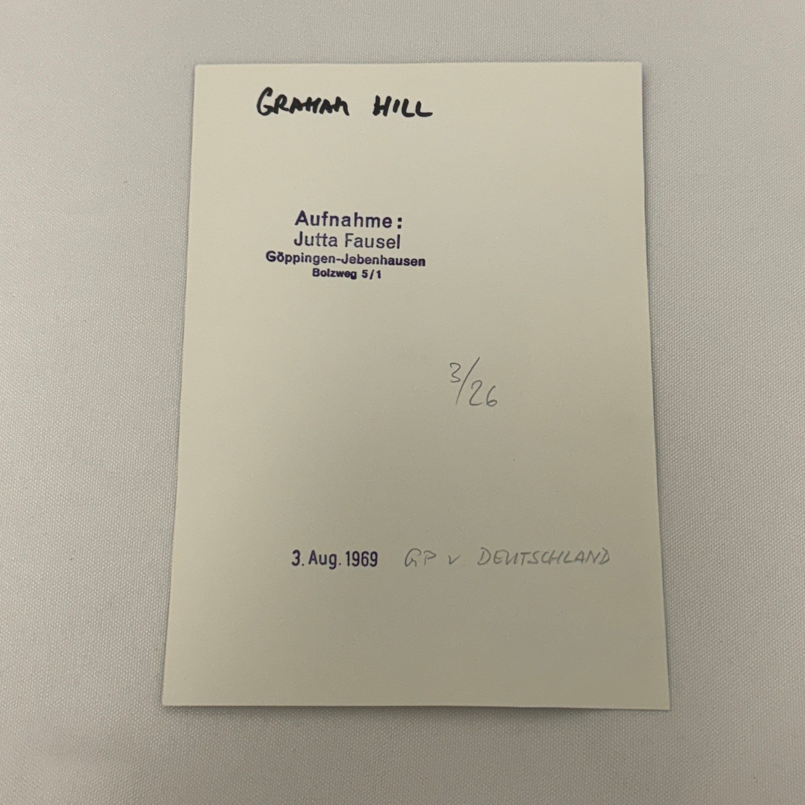 Vintage Racing Photo Graham Hill 1969 German Grand Prix Motorsport Photograph