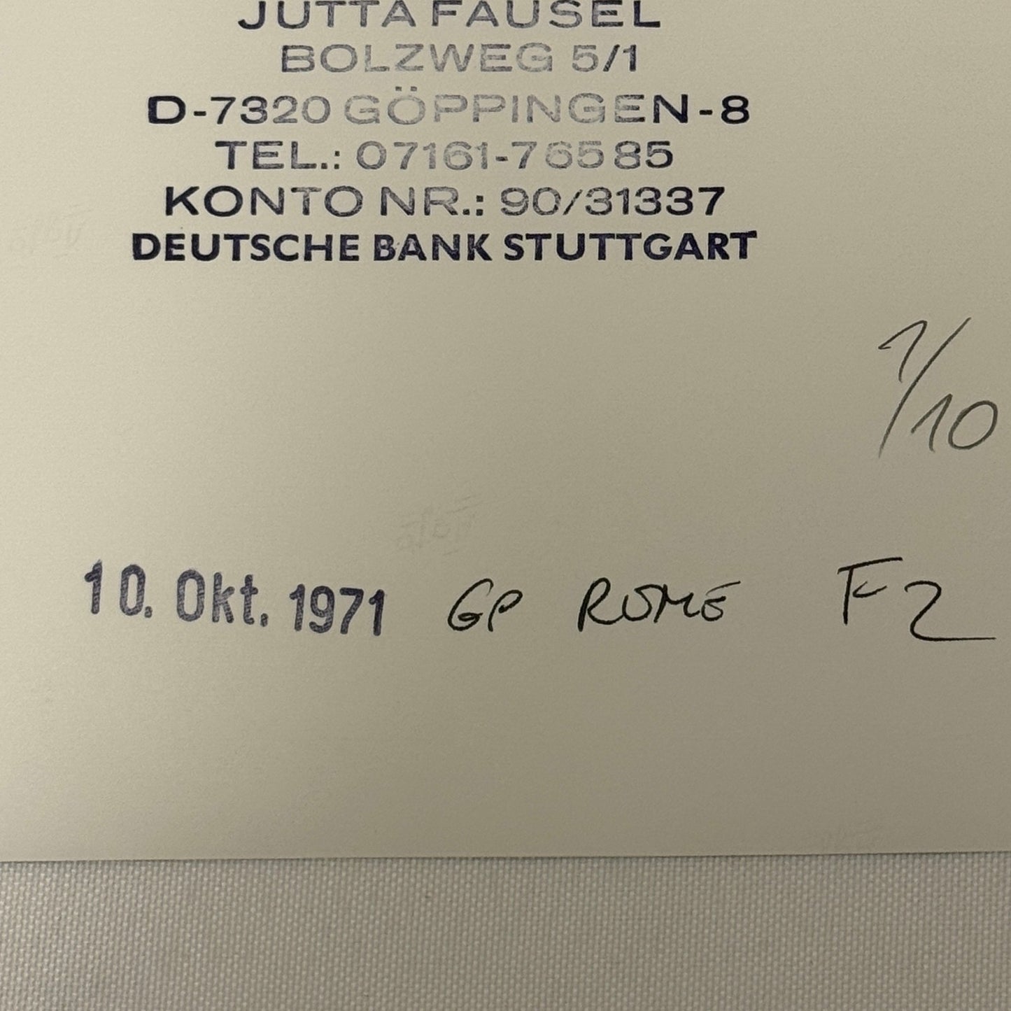 Vintage Racing Photo 1971 Rome Italy F2 Race Derek Bell Driver Motorsport