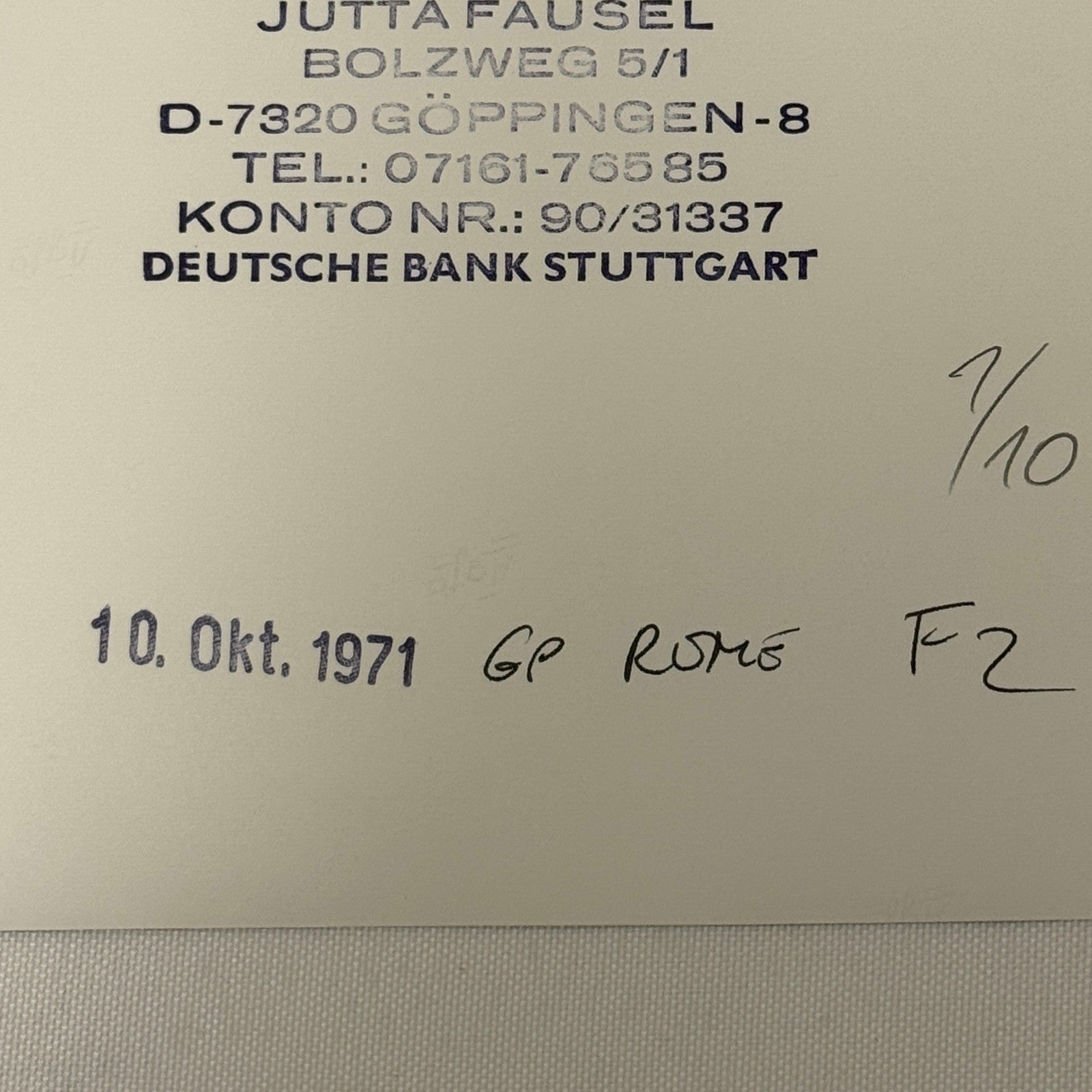 Vintage Racing Photo 1971 Rome Italy F2 Race Derek Bell Driver Motorsport