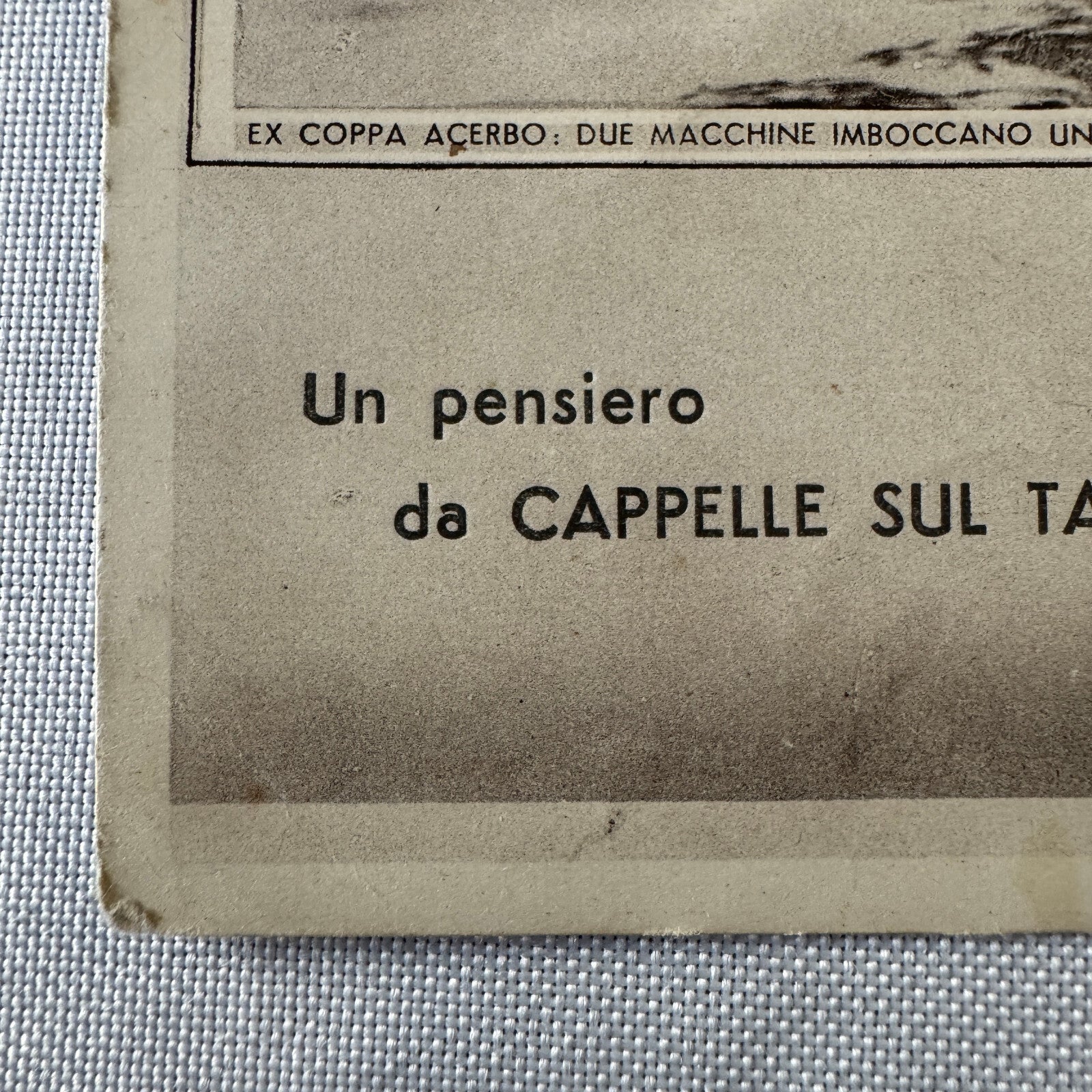 Vintage Italian Postcard Post Card Coppa Acerbo Racing Race Car 1951 Postmark