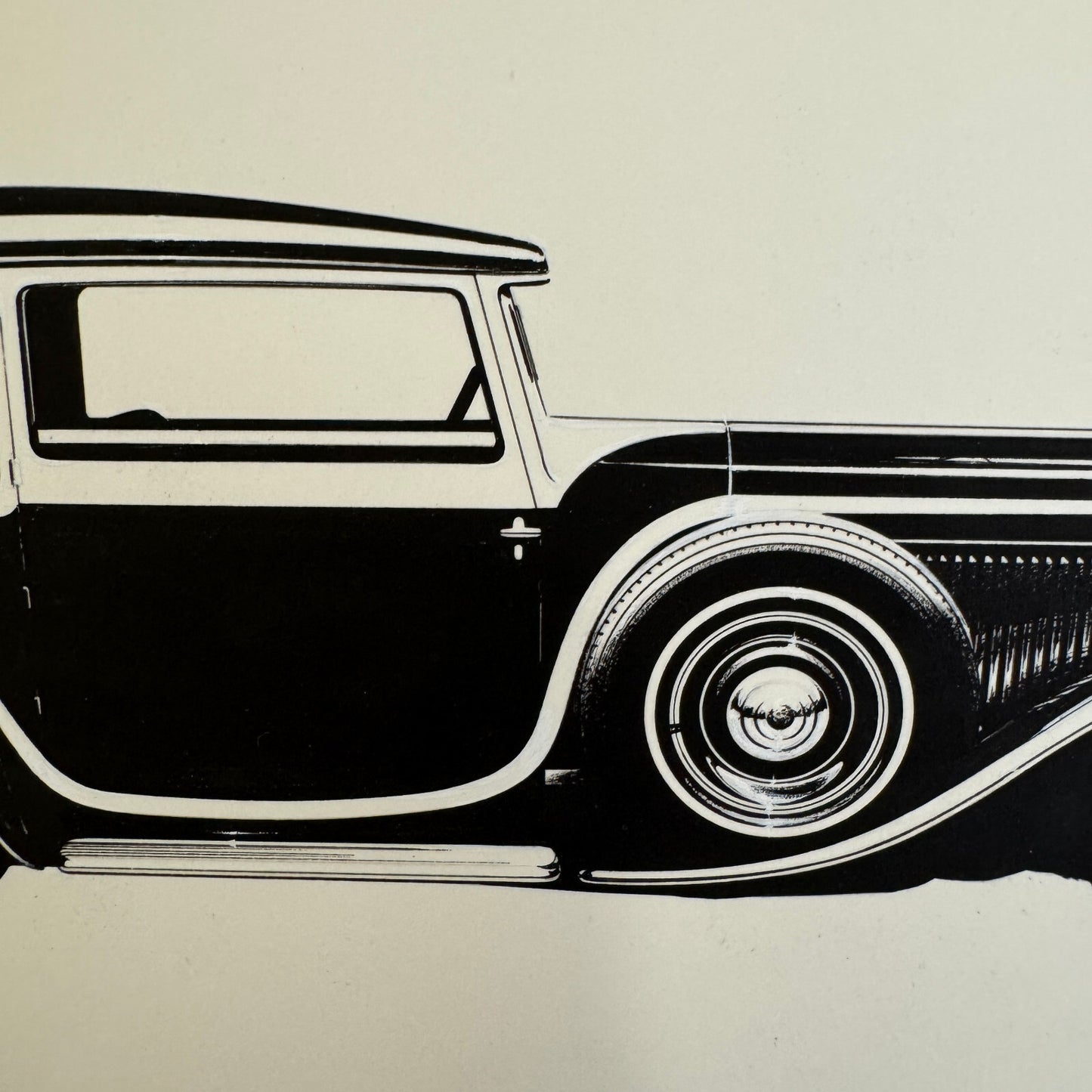1932 Minerva Type 4000 Cabriolet Automobile Illustration Art Drawing Hand Drawn