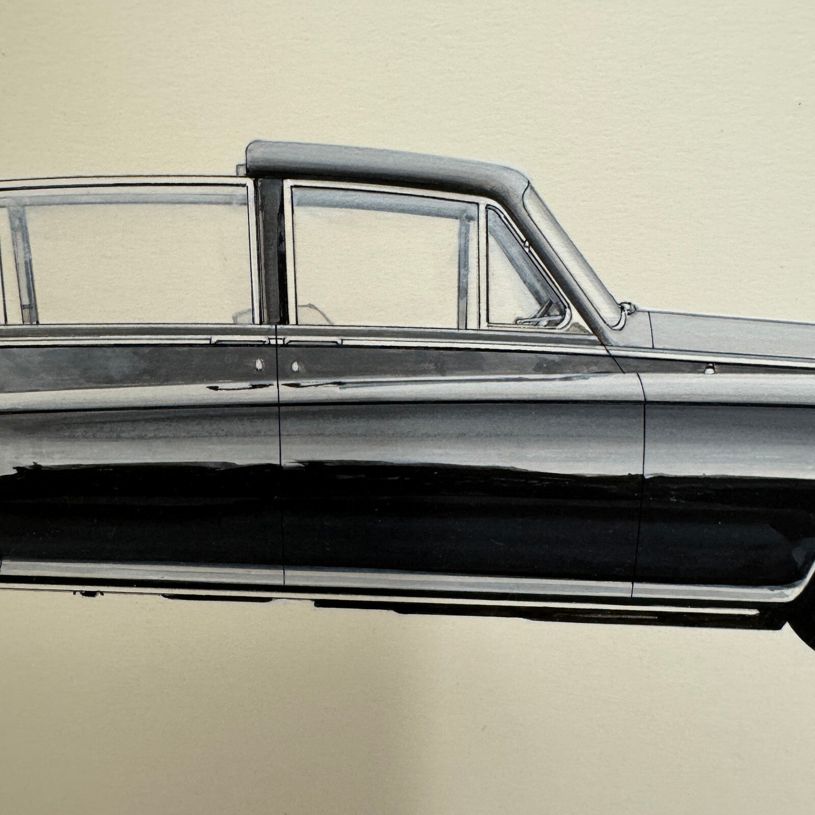 Vintage Rolls Royce Automobile Illustration Art Drawing Hand Drawn Robert Preis