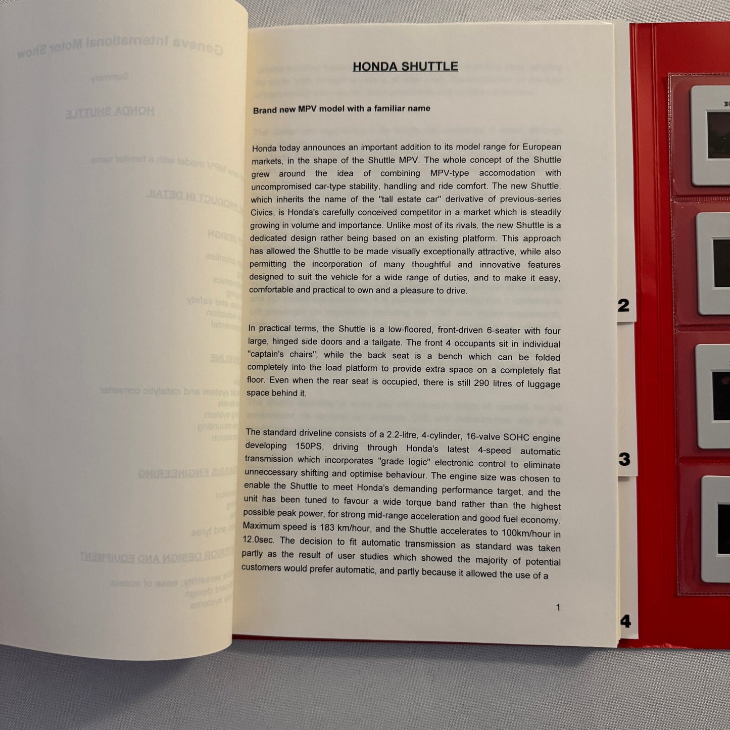 1995 Honda NSX T and Shuttle Odyssey Press Kit Photos 35mm Slides NSX-T NSXT