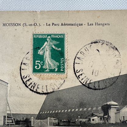 Vintage Zeppelin Airship Dirigible Hangar Building Postcard Post Card French