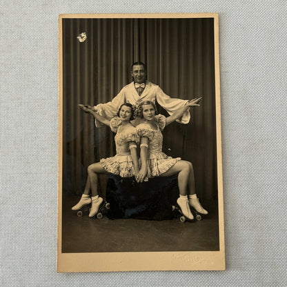 Vintage Circus Rollerskating Roller Skate Act Real Photo Postcard Post Card RPPC
